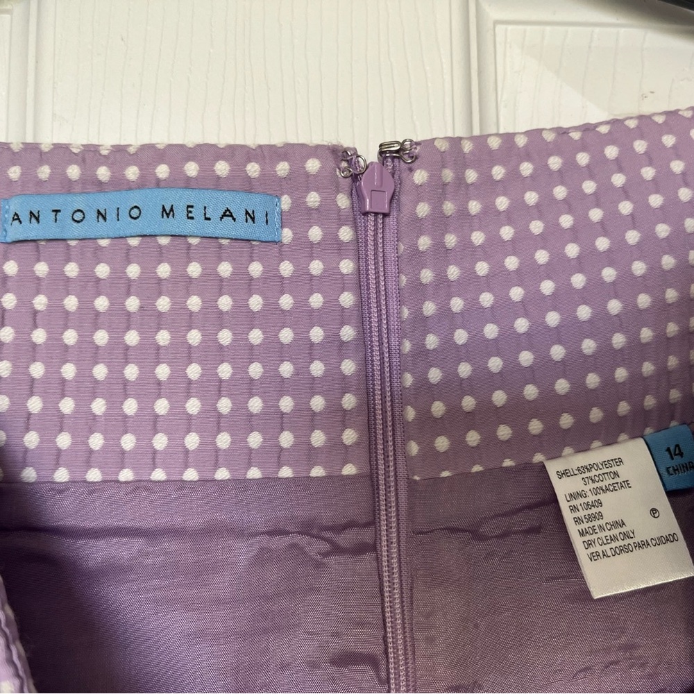 ANTONIO MELANI Lavender and White polka dot Pencil Skirt- cute for Easter - Picture 3 of 3